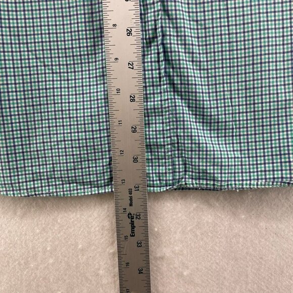 J.Crew Button-Up Shirt Men L Green Blue 120's 2 Ply Gingham Collared Long Sleeve - Picture 5 of 10